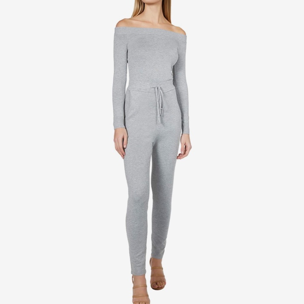 Bebe knit off the shoulder jumpsuit